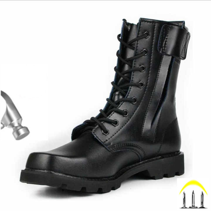 Black Anti-smash and Release Puncture Safety Shoes Waterproof Non-slip Rubber High Heel Men Safety Boots