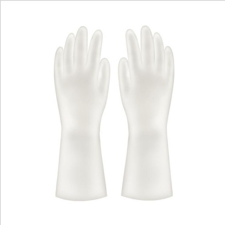 Housework gloves white color waterproof pvc coated cleaning non-slip wear-resistant rubber gloves