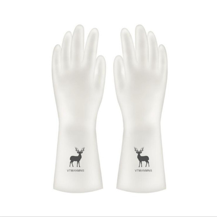 Housework gloves white color waterproof pvc coated cleaning non-slip wear-resistant rubber gloves