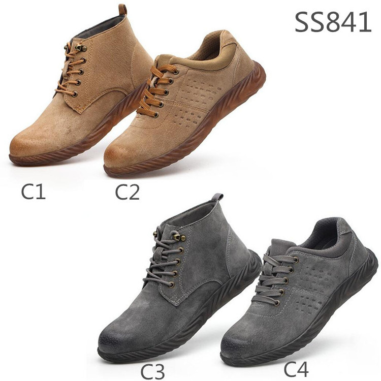 Men Work Steel Toe  Pig Leather Safety Shoes Fashion Safety Boots