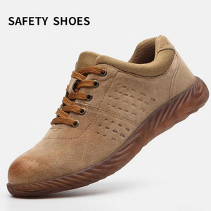 Men Work Steel Toe  Pig Leather Safety Shoes Fashion Safety Boots