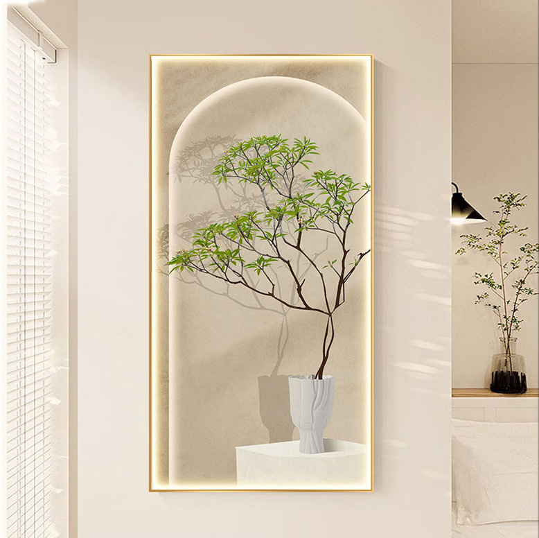 Modern simple decorative painting cream sweet style green plant art for family villa loft wall art decoration hanging painting