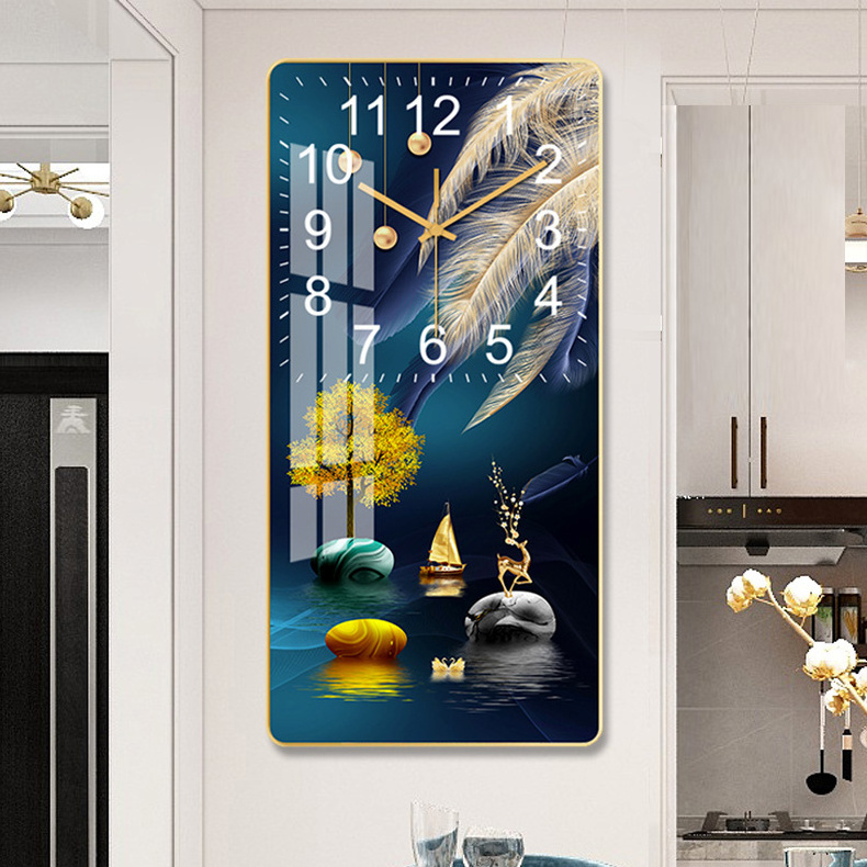 Living Room Decorative Fashion Modern Crystal Porcelain Wall Art  luxury crystal wall clock and painting