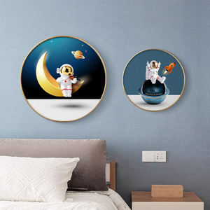 Children's room decorative painting Nordic creative astronaut boys and girls bedroom wall art painting modern simple bedside mur