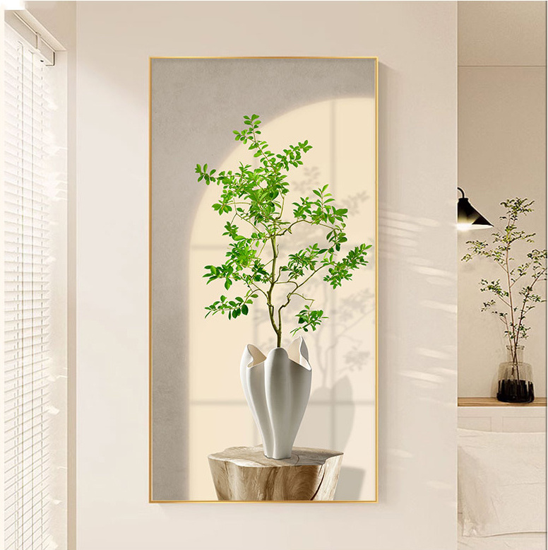 Modern simple decorative painting cream sweet style green plant art for family villa loft wall art decoration hanging painting