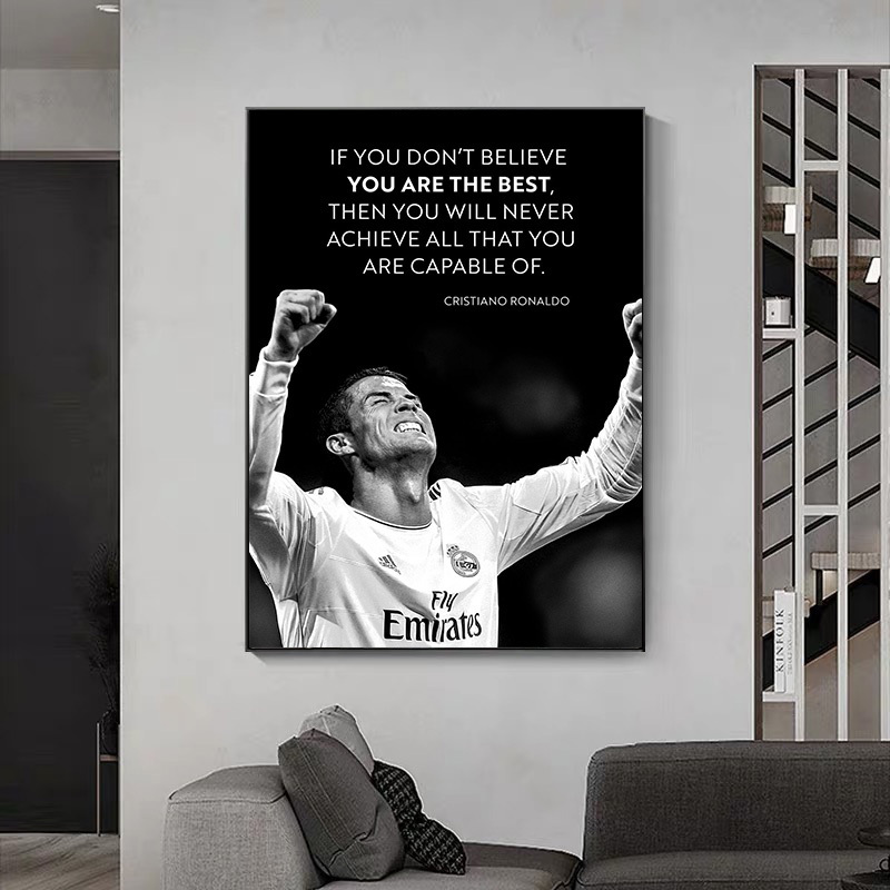 Home Decor  Soccer Star Ronaldo So Inspirational Words Poster  inspirational wall art decor printed canvas painting