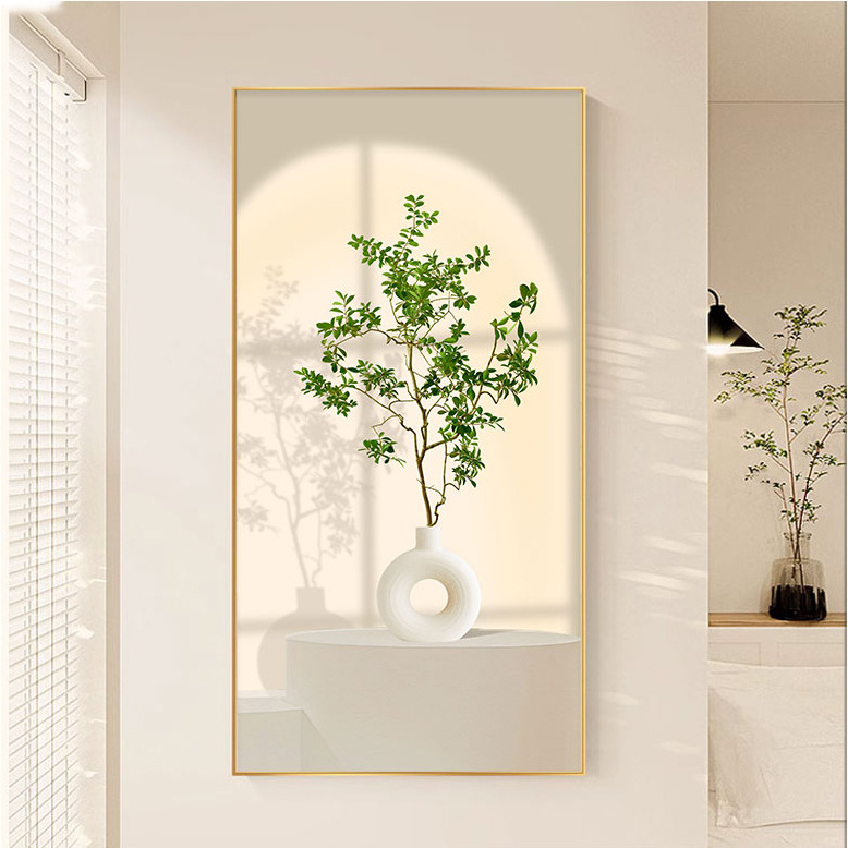 Modern simple decorative painting cream sweet style green plant art for family villa loft wall art decoration hanging painting