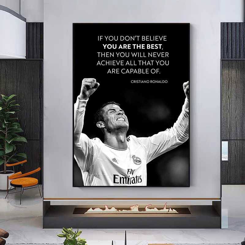 Home Decor  Soccer Star Ronaldo So Inspirational Words Poster  inspirational wall art decor printed canvas painting