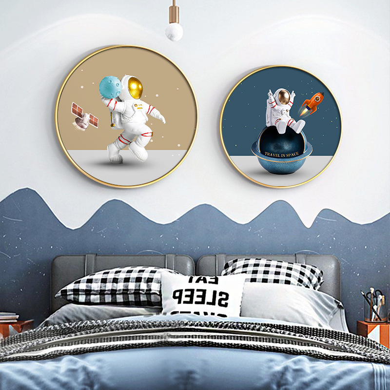 Children's room decorative painting Nordic creative astronaut boys and girls bedroom wall art painting modern simple bedside mur