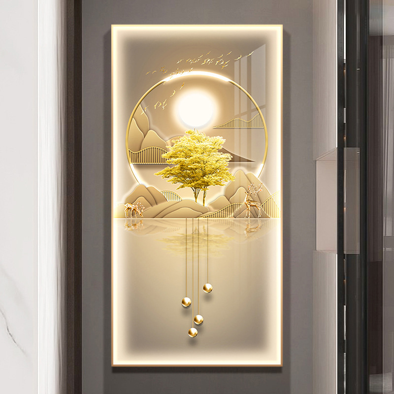 New entry porch LED light light luxury deer luminous crystal porcelain light luxury crystal painting  led