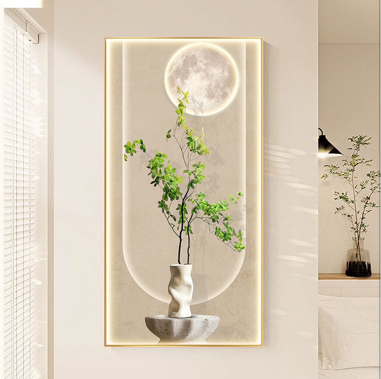 Modern simple decorative painting cream sweet style green plant art for family villa loft wall art decoration hanging painting