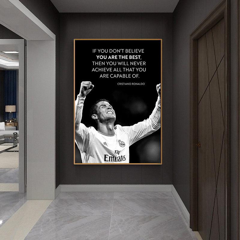 Home Decor  Soccer Star Ronaldo So Inspirational Words Poster  inspirational wall art decor printed canvas painting