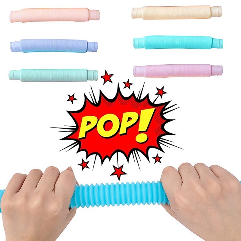 Stress Relief Anti-anxiety Light Up Pop Pipes Toys Fluorescent Luminous Pop Tubes Sensory Fidget Toy