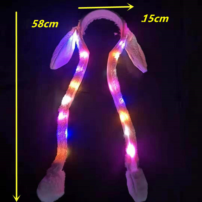 Funny Cute Children Led Flashing Bunny Headband Ears Moving Jumping Airbag Headbands