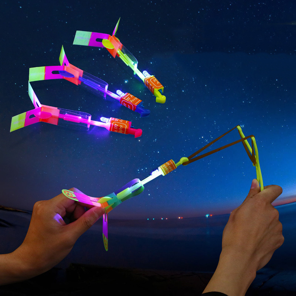 Quickly Fast Catapult Luminous Toys Led Flying Rockets Light Up Slingshot Flying Toys Plane