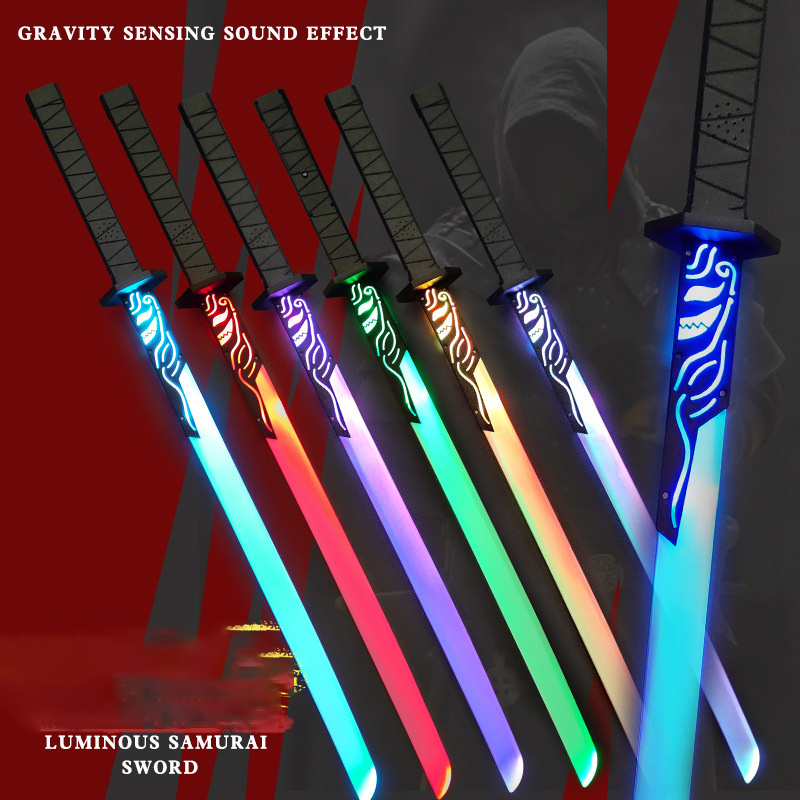 Hot Selling Children Luminous Sword Toys Kids Samurai Light up Sword LED Flashing with Sound