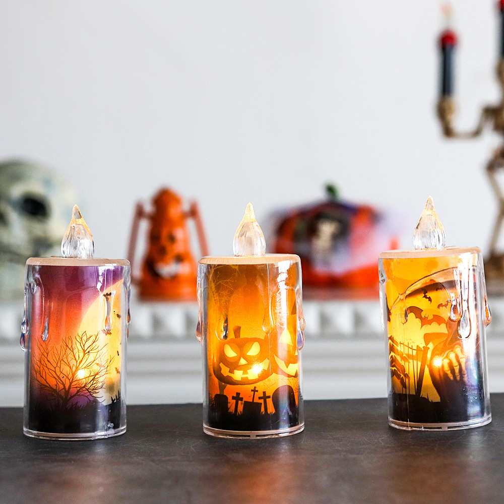 Festival Halloween Decoration Haunted House Pumpkin Mini Led Electronic Candle Lamp Decorations