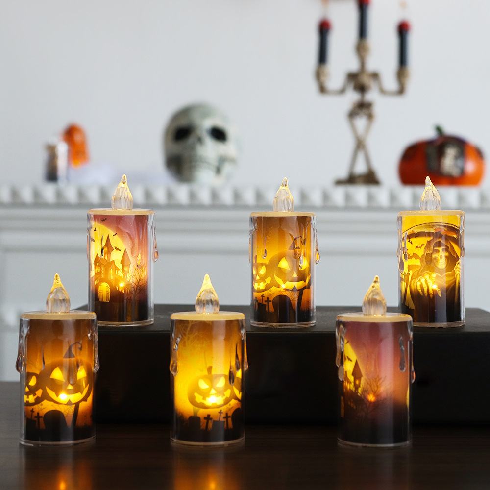 Festival Halloween Decoration Haunted House Pumpkin Mini Led Electronic Candle Lamp Decorations