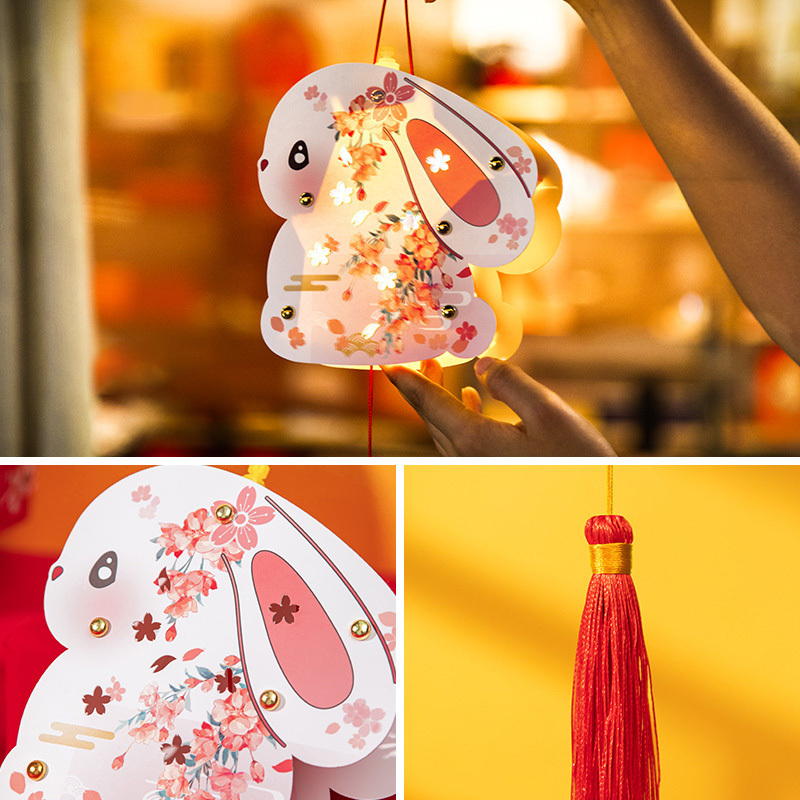 Wholesale Diy Handmade Paper Rabbit Tiger Lantern Portable Children's Cartoon Animal Lanterns