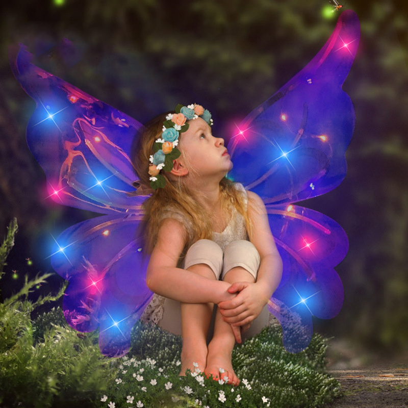 New Design Christmas Princess Light Up Butterfly Wings Fairy Electric Led Butterfly Wings