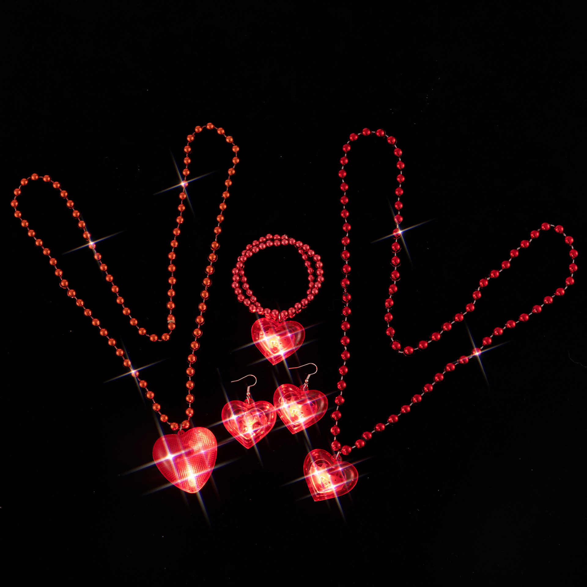 Valentine'S Day Custom Led Light Up Heart Necklace Glowing Heart Bracelet Earrings Necklace Led Light