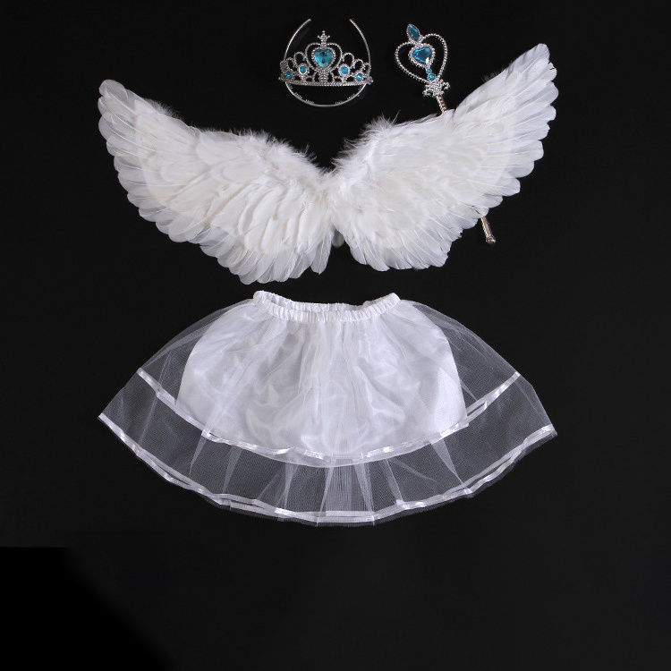 Children Adult Halloween Christmas Party Props Handmade Large White Feather Angel Wings Costume