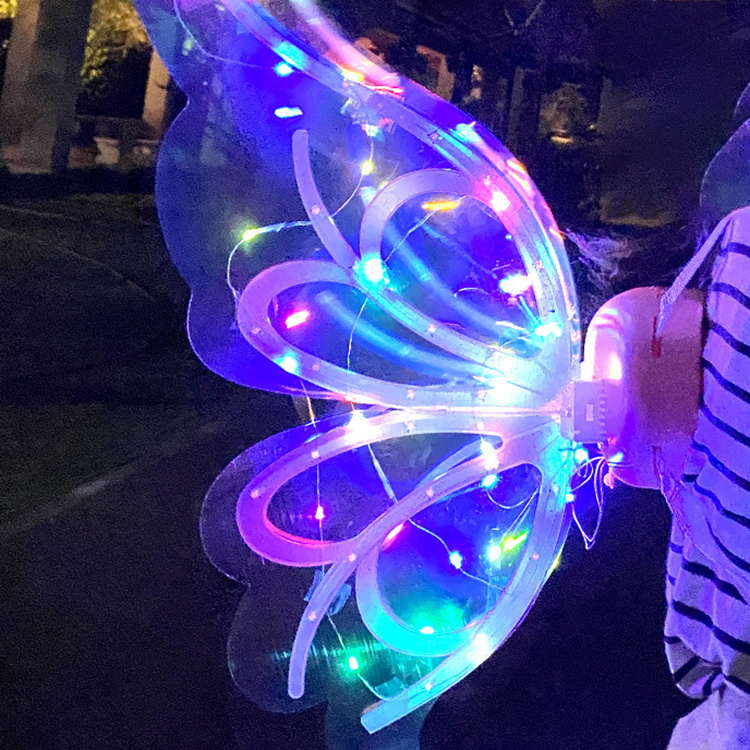 New Design Christmas Princess Light Up Butterfly Wings Fairy Electric Led Butterfly Wings