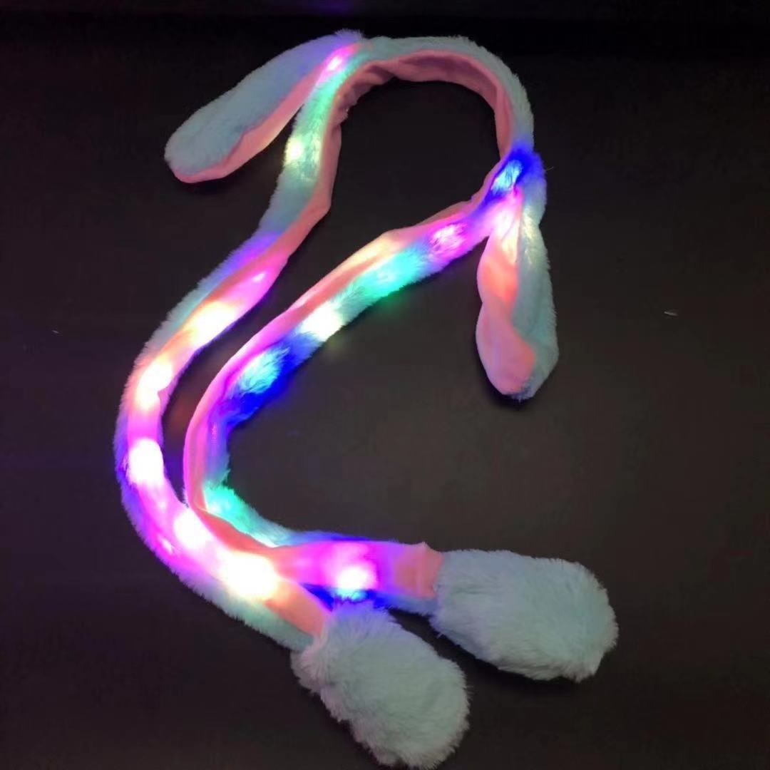 Funny Cute Children Led Flashing Bunny Headband Ears Moving Jumping Airbag Headbands