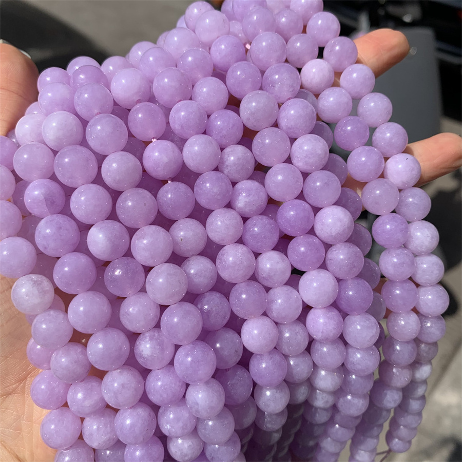 Wholesale Purple chalcedony kunzite 10mm round stone jade bead gemstones polished loose round beads