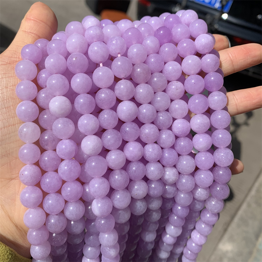 Wholesale Purple chalcedony kunzite 10mm round stone jade bead gemstones polished loose round beads