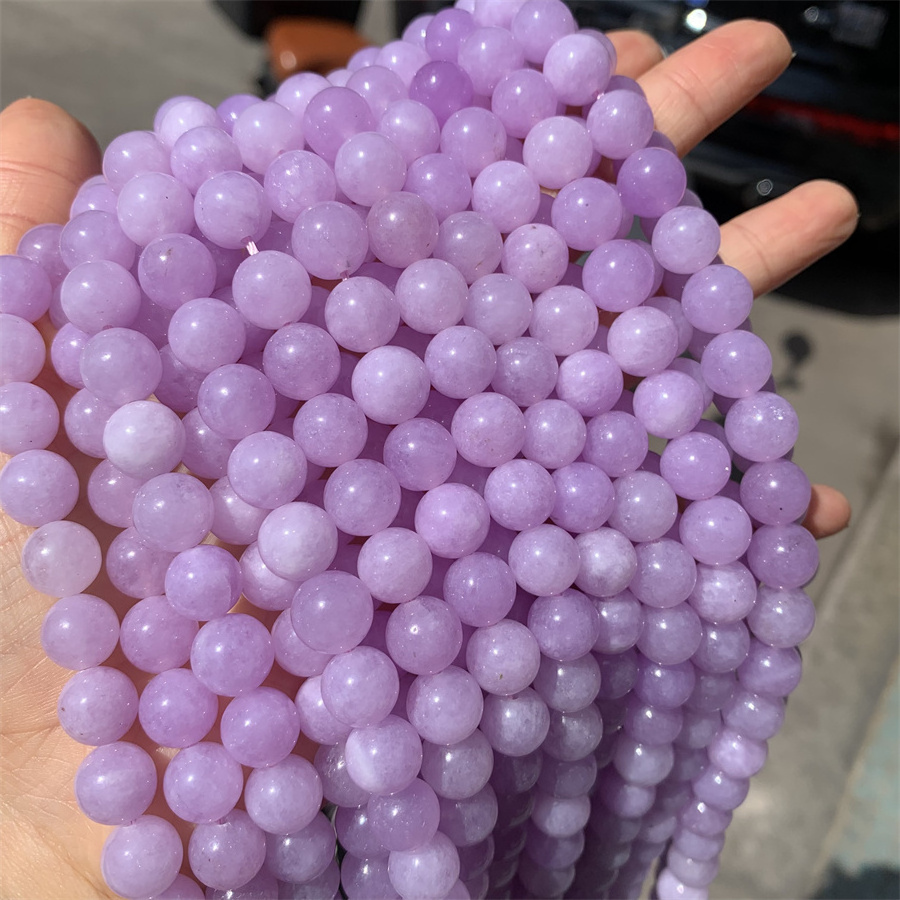 Wholesale Purple chalcedony kunzite 10mm round stone jade bead gemstones polished loose round beads