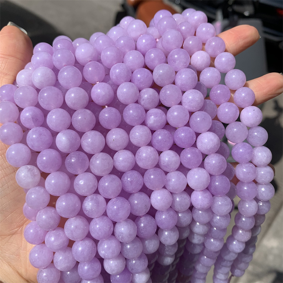 Wholesale Purple chalcedony kunzite 10mm round stone jade bead gemstones polished loose round beads