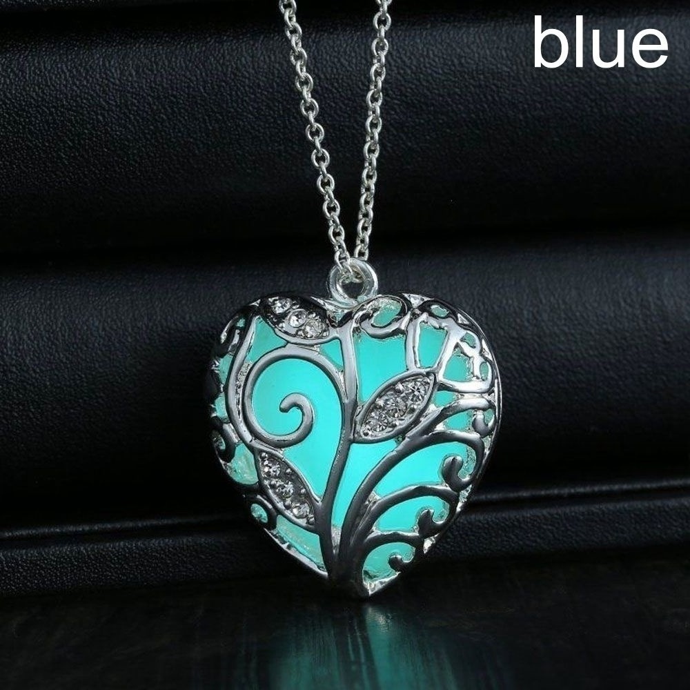 Fashion Glow In The Dark Life Of Tree Heart Pendant Necklace For Women Men Fluorescent Luminous Tree Jewelry Halloween Gift