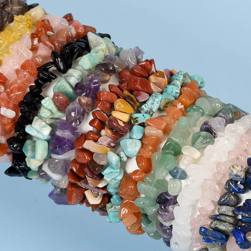 wholesale  Irregular Colorful Chip Natural Stone Elastic Bracelets Healing Gravel Crystal Gemstone Bracelet For Women and  Girls