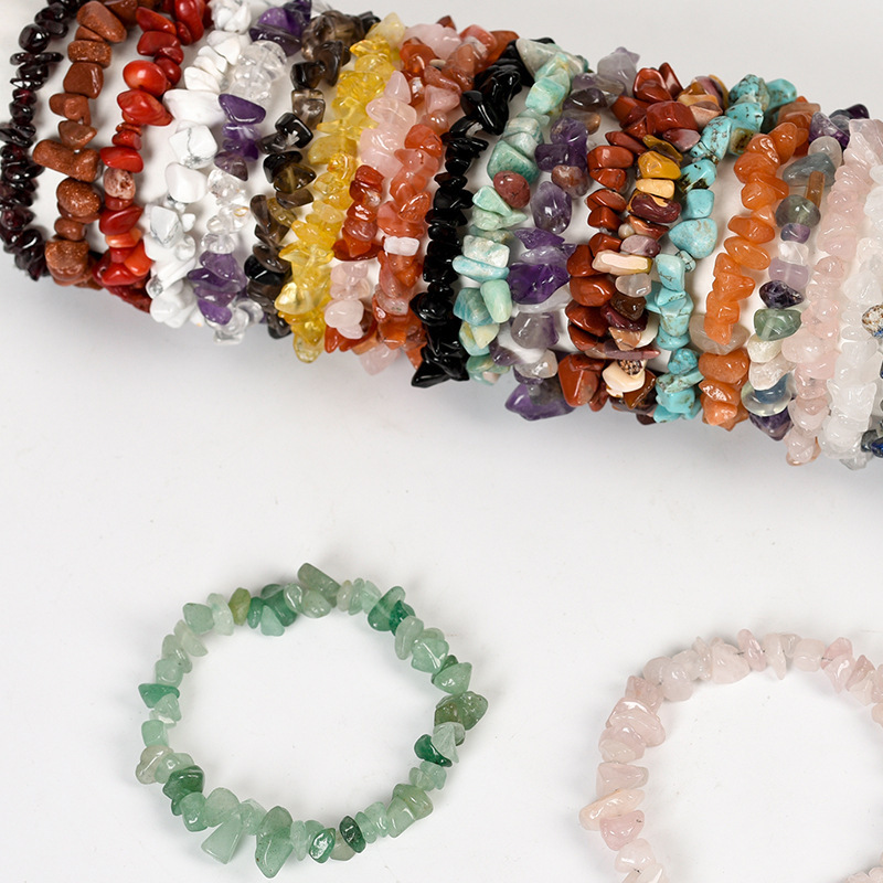 wholesale  Irregular Colorful Chip Natural Stone Elastic Bracelets Healing Gravel Crystal Gemstone Bracelet For Women and  Girls