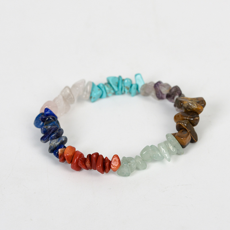 wholesale  Irregular Colorful Chip Natural Stone Elastic Bracelets Healing Gravel Crystal Gemstone Bracelet For Women and  Girls