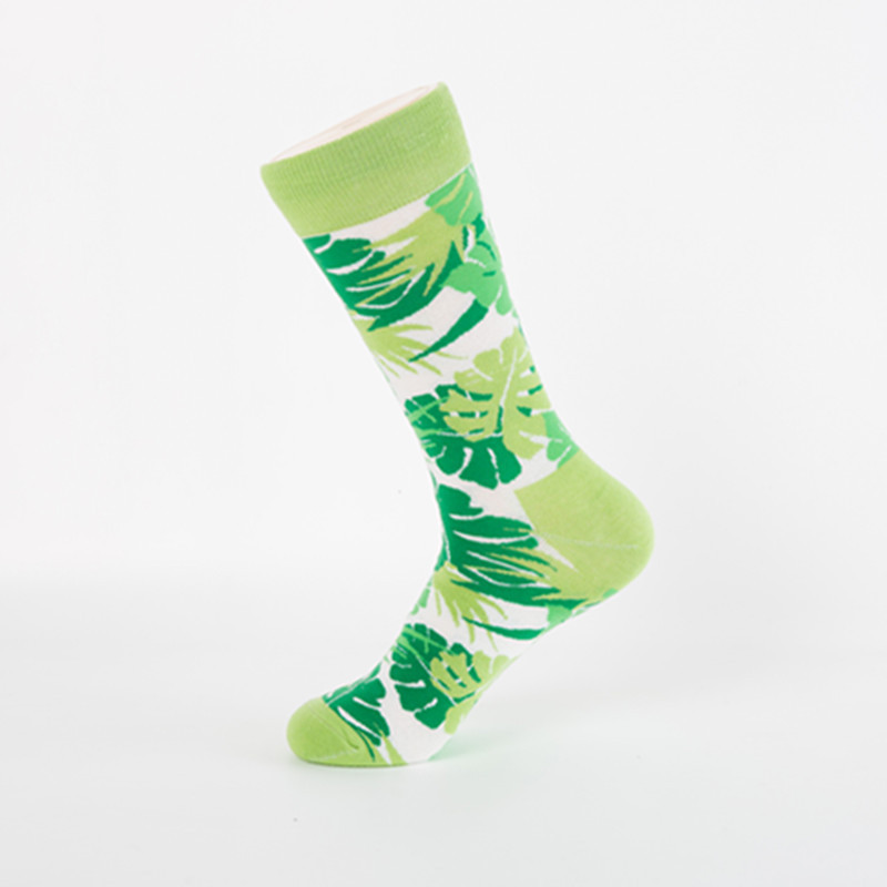 Fashionable Men's Happy Socks Colorful Disposable Green Blue Soft Anti-Bacterial Geometric Custom Made Adults Spring Autumn