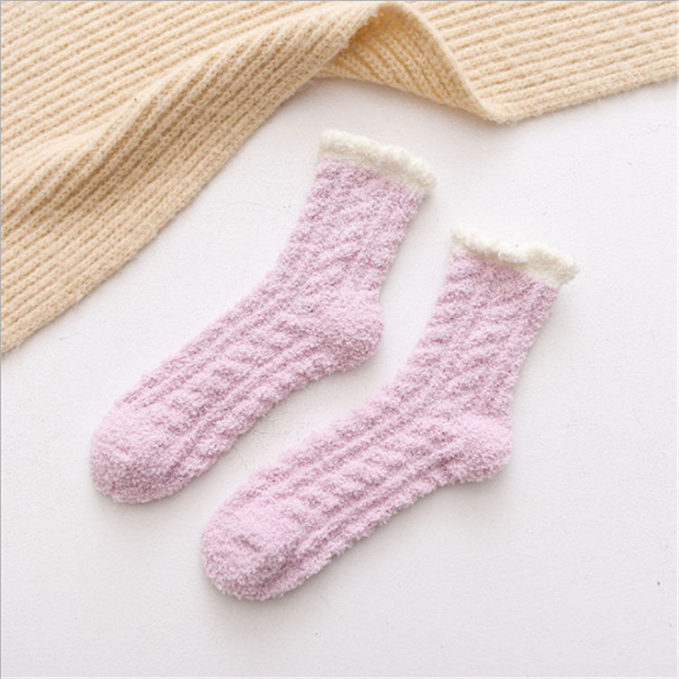 Winter Sleep Bed  Women Cozy Socks Floor Home Fluffy Coral Velvet Warm Christmas Gift Socks