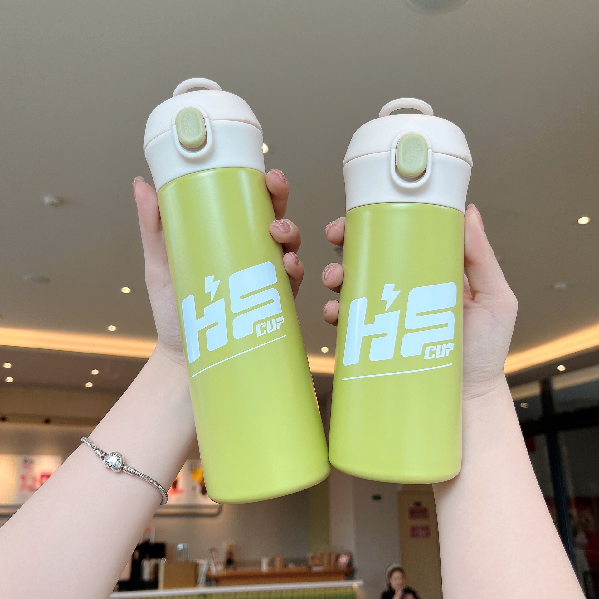 380/500ml Portable rope direct drink tumbler flask vacuum cup Korean stainless steel student couple water bottle