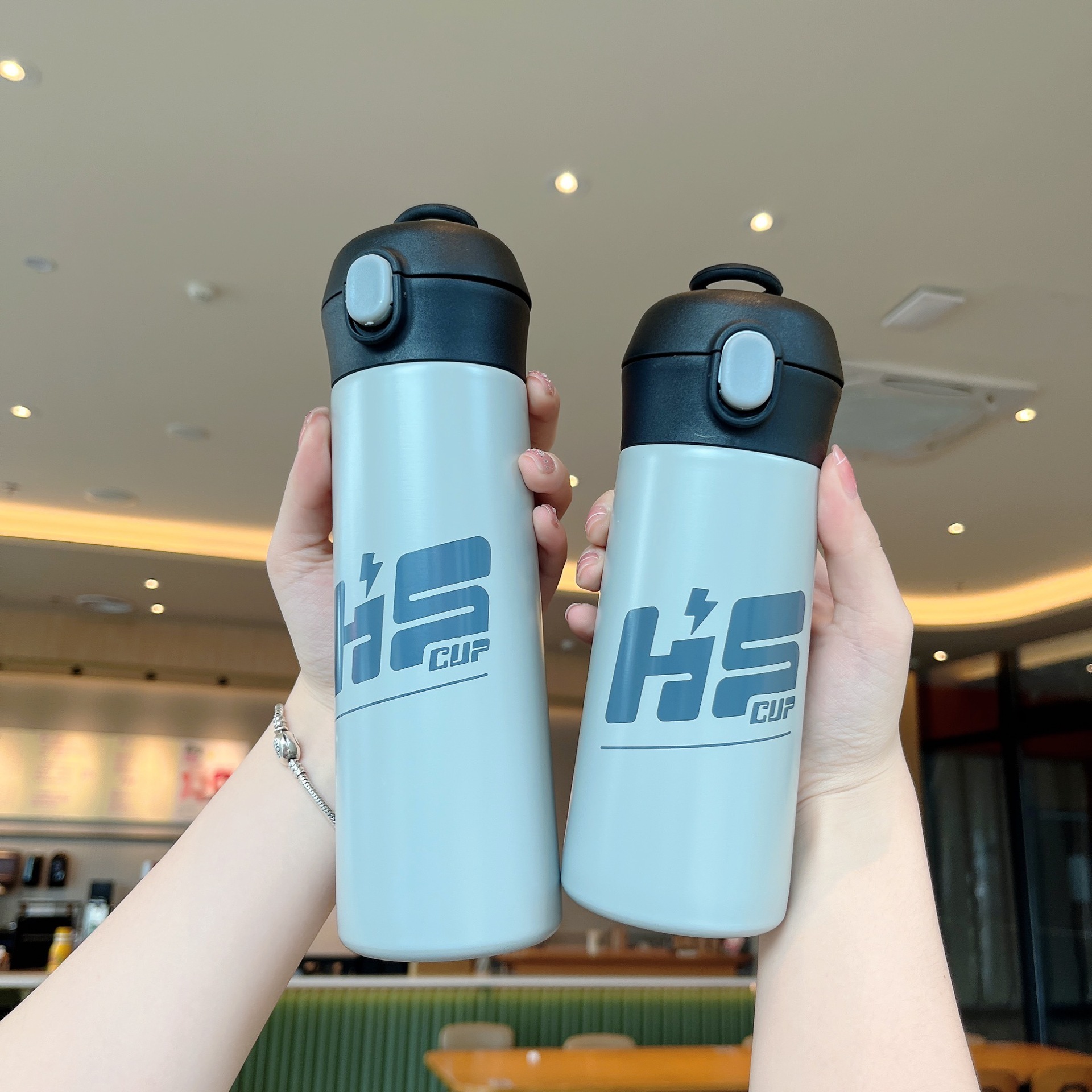 380/500ml Portable rope direct drink tumbler flask vacuum cup Korean stainless steel student couple water bottle