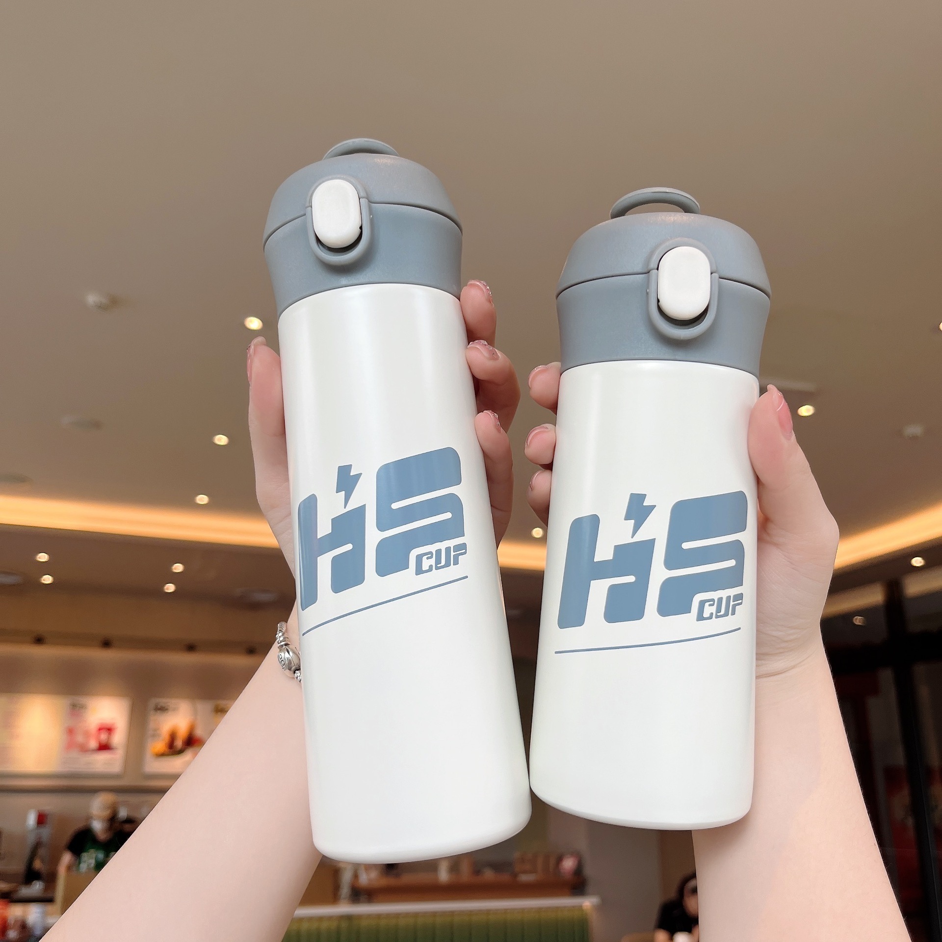 380/500ml Portable rope direct drink tumbler flask vacuum cup Korean stainless steel student couple water bottle