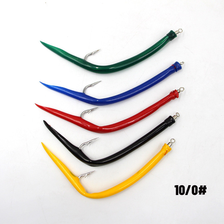 HUIXIAN 5Pcs/bag Fishing Eel Tube Fishing Lure Bait Jig Bait Shank Offset Hook Barbed Octopus Eel Hooks Fishing Tackle Tools