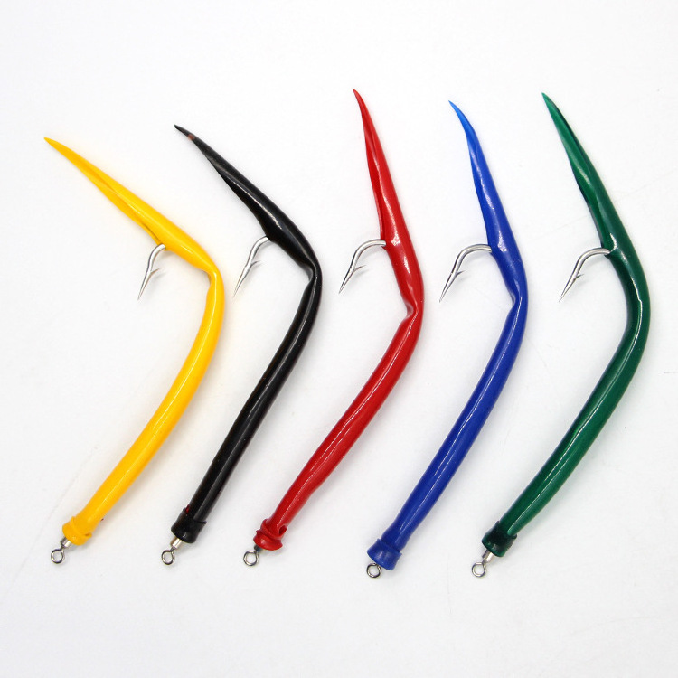 HUIXIAN 5Pcs/bag Fishing Eel Tube Fishing Lure Bait Jig Bait Shank Offset Hook Barbed Octopus Eel Hooks Fishing Tackle Tools