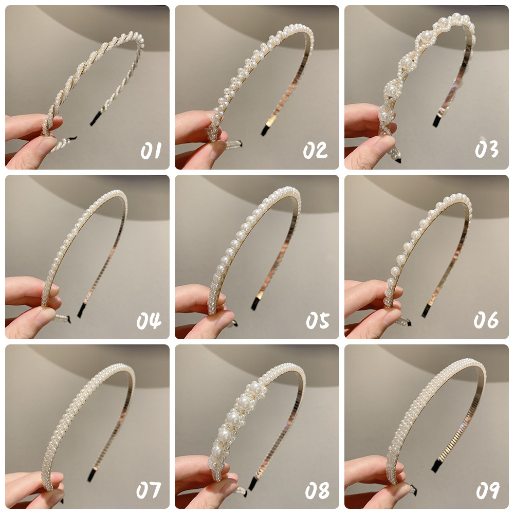 New Fashion Handmade Rhinestone Hair Band Jewelry Hair Hoop Hair Accessories for Girls Women Pearl Headband