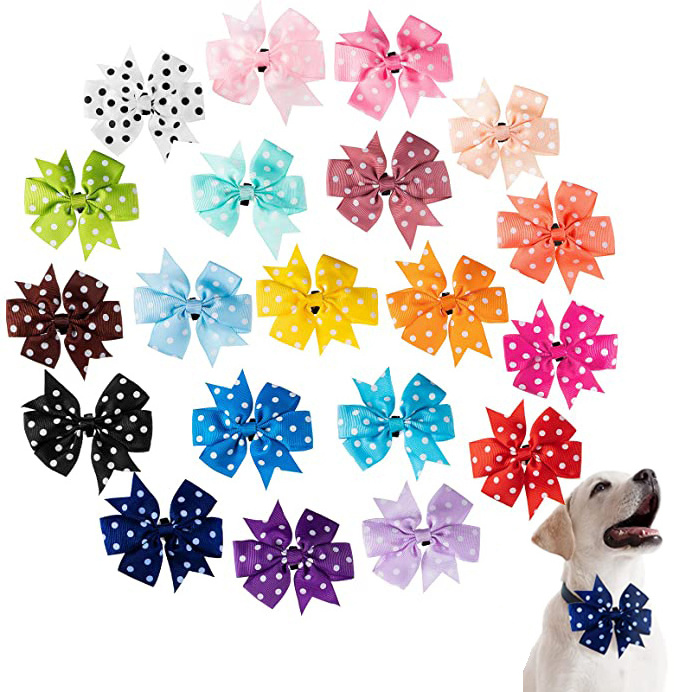 Dog Collar Bow Tie Polka Dot Grooming Pet Charms Puppy Collar Accessories Spring Bow Tie for Cute Cat Dog Grooming Accessories