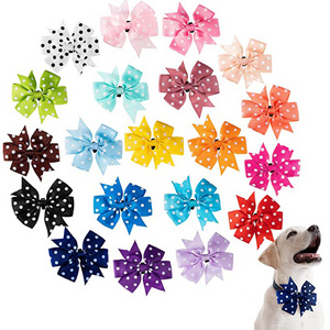 Dog Collar Bow Tie Polka Dot Grooming Pet Charms Puppy Collar Accessories Spring Bow Tie for Cute Cat Dog Grooming Accessories