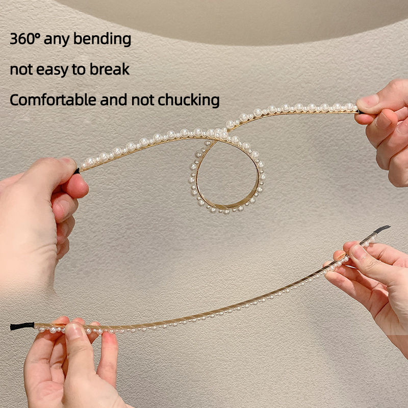 New Fashion Handmade Rhinestone Hair Band Jewelry Hair Hoop Hair Accessories for Girls Women Pearl Headband