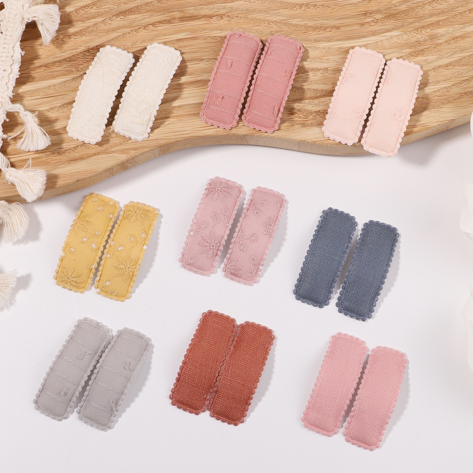 DIY Custom Fabric Cover Barrette Girls Embroidery Snap Clips Gingham Hair Pins Baby Bobby Clips Hair Accessories Hairgrip