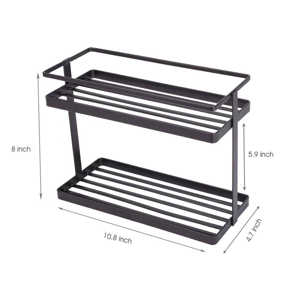 Home Used black kitchen metal shelf,2-Tiered Countertop condiment Storage Shelves