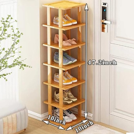 Tall Narrow Shoe Rack Organizer Bamboo Board Wood Shoe Rack Storage For Small Spaces